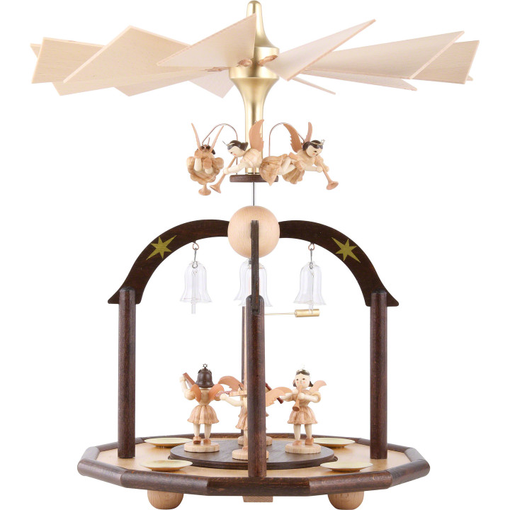 1-Tier Pyramid - Seven Angels and Glass Bells - 38x28 cm / 15x11 inch