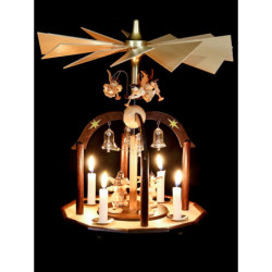 1-Tier Pyramid - Seven Angels and Glass Bells - 38x28 cm / 15x11 inch