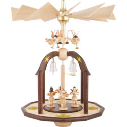 1-Tier Bell Pyramid - Seven Angels and Glass Bells - 38x28 cm / 15x11 inch