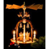 1-Tier Bell Pyramid - Long Pleated Skirt Angels and Glass Bells - 38x28 cm / 15x11 inch