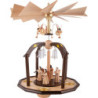 1-Tier Bell Pyramid - Long Pleated Skirt Angels and Glass Bells - 38x28 cm / 15x11 inch