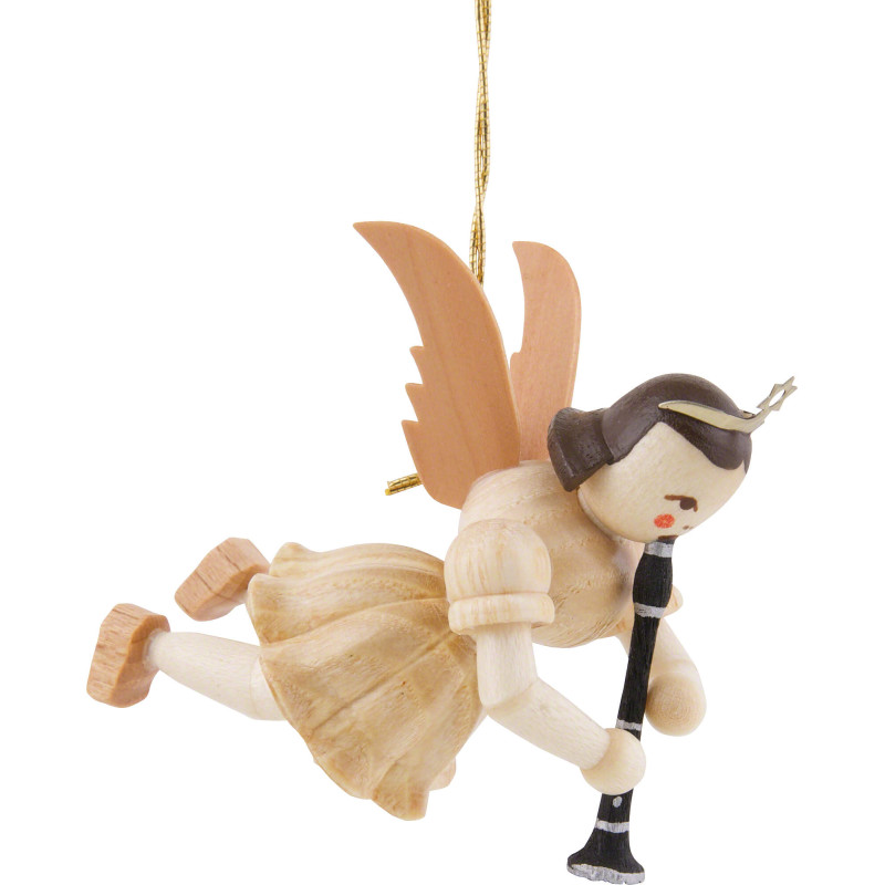 Schwebeengel mit Klarinette, natur - 6,6 cm