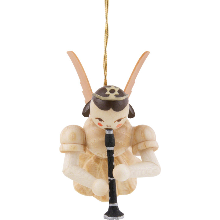 Floating Angel with Clarinet, Natural - 6,6 cm / 2.6 inch