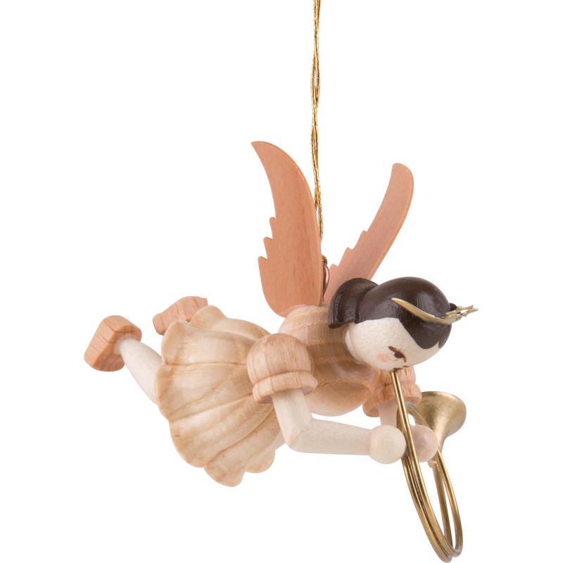 Schwebeengel mit Althorn, natur - 6,6 cm