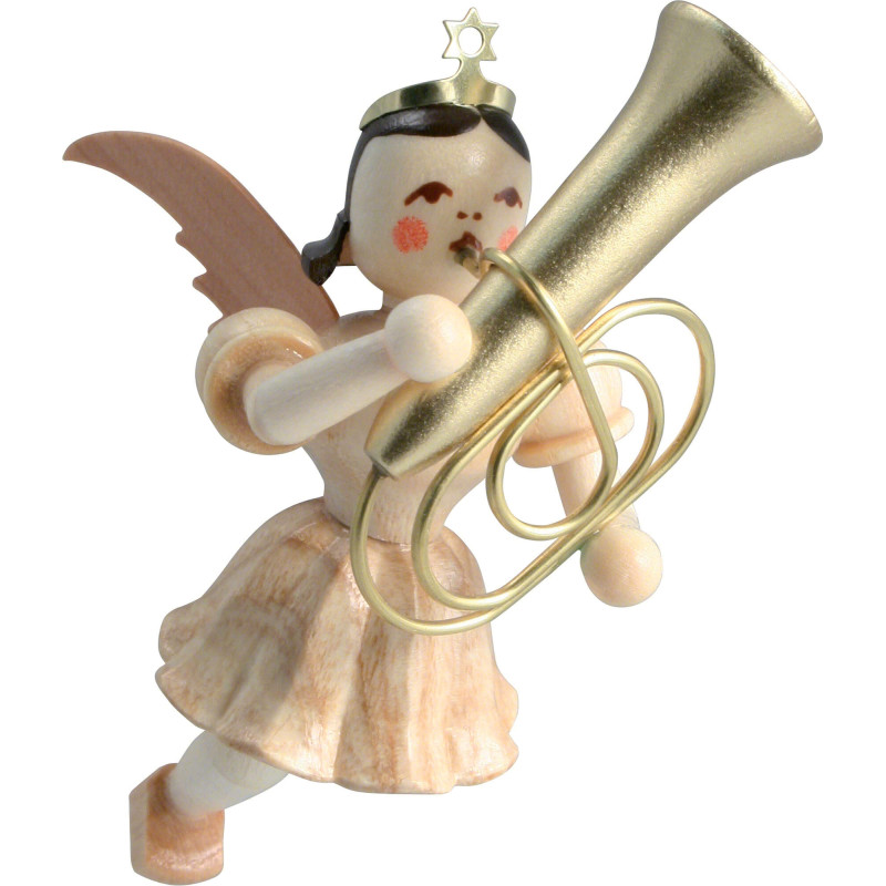 Schwebeengel mit Tuba, natur - 6,6 cm