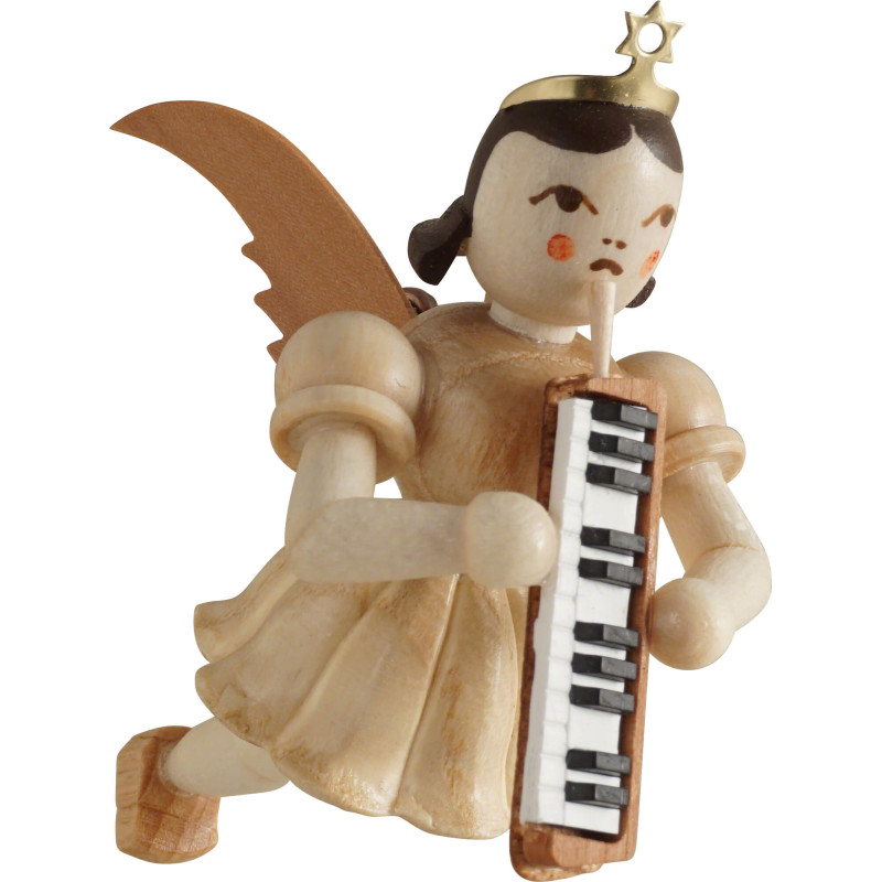 Floating Angel with Melodica - Natural - 6,6 cm / 2.6 inch