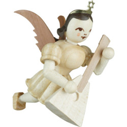 Floating Angel with Balalaika - Natural - 6,6 cm / 2.6 inch