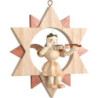 Angel Sitting in a Star with Violin , Natural - 9 cm / 3.5 inch