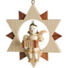 Angel Sitting in a Star with Harmonica, Natural - 9 cm / 3.5 inch