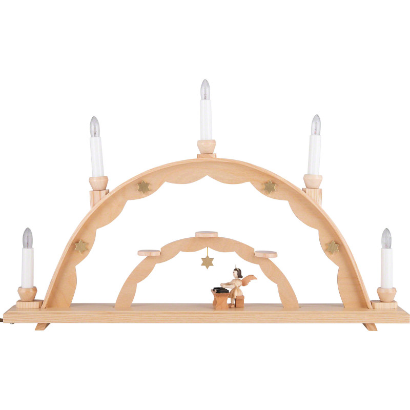 Candle Arch - Angel at the Zither and Electric Lights - 55x32 cm / 21.7x12.6 inch