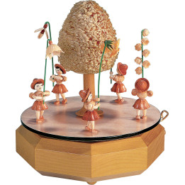 Spieldose mit fünf Blumenkindern, natur - 21x20 cm