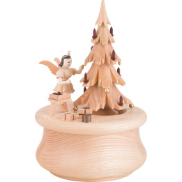 Spieldose "Weihnachtstraum" mit Baum und 1 Engel - 12x17,5 cm