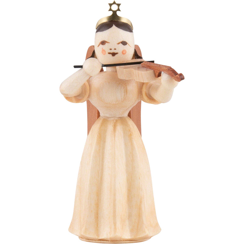 Faltenlangrockengel mit Violine, natur - 6,6 cm