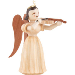 Faltenlangrockengel mit Violine, natur - 6,6 cm