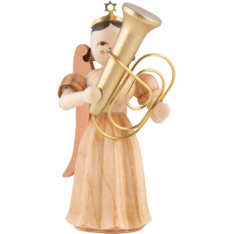 Faltenlangrockengel mit Tuba, natur - 6,6 cm