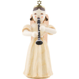Long Pleated Skirt Angel with Clarinet, Natural - 6,6 cm / 2.6 inch