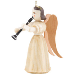 Faltenlangrockengel mit Klarinette, natur - 6,6 cm