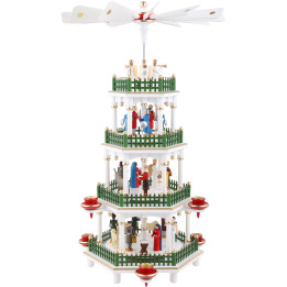 4-stöckige Pyramide Christi Geburt weiß- 47 cm
