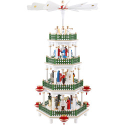 4-Tier Pyramid - Nativity Scene White - 47 cm / 18 inch