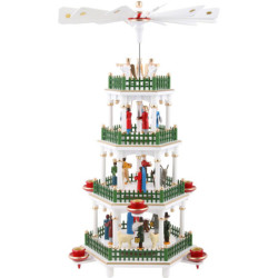 4-Tier Pyramid - Nativity Scene White - 47 cm / 18 inch