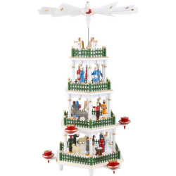 4-Tier Pyramid - Nativity Scene White - 47 cm / 18 inch