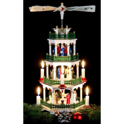 4-Tier Pyramid - Nativity Scene White - 47 cm / 18 inch
