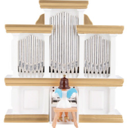 Kurzrockengel an der Orgel mit Spielwerk, farbig - 15,5 cm