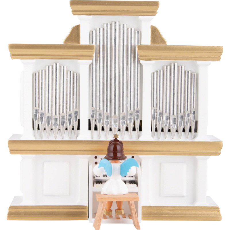 Angel Short Skirt Colored, Organ with Music Box - 15,5x15 cm / 5.9x6.1 inch