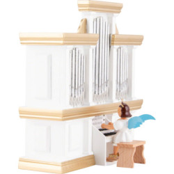 Kurzrockengel an der Orgel mit Spielwerk, farbig - 15,5 cm
