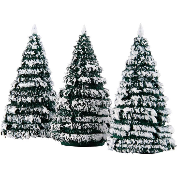 Frosted Trees - Green-White - 3 pieces - 8 cm / 3.1 inch