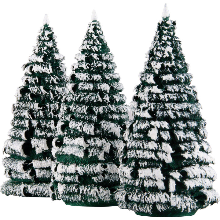 Frosted Trees - Green-White - 3 pieces - 12 cm / 4.7 inch