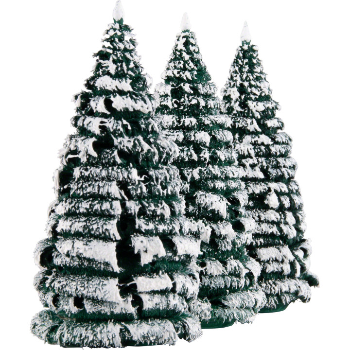 Frosted Trees - Green-White - 3 pieces - 12 cm / 4.7 inch