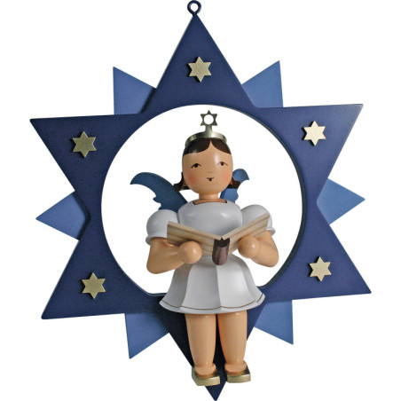 Kurzrockengel Sänger im Stern, farbig - 28 cm