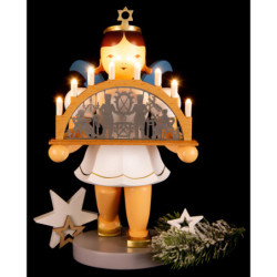 Kurzrockengel mit Schwibbogen, farbig - elektr. - 22 cm