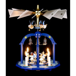 1-Tier Pyramid - Colored with Seven Angels and Glass Bells - 38x28 cm / 15x11 inch