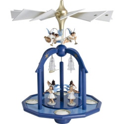 1-Tier Pyramid - Seven Angels, Glas Bells and Tea Candle Holder -, Colored - 38 cm / 15 inch