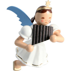 Schwebengel mit Panflöte, farbig - 6,6 cm
