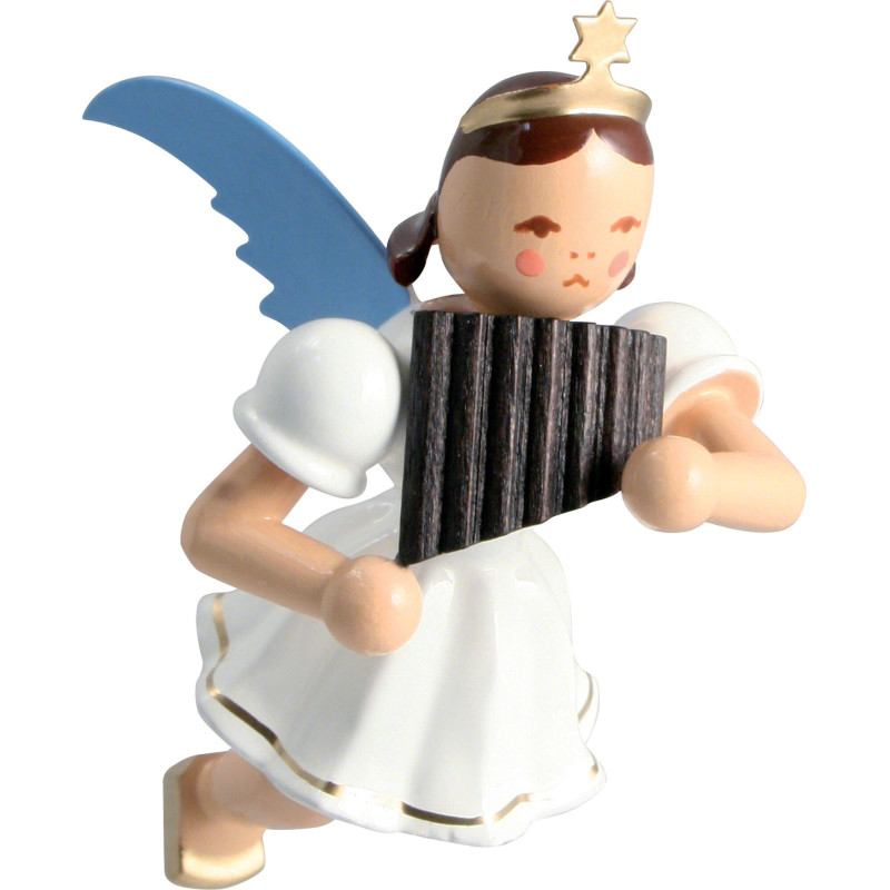 Schwebengel mit Panflöte, farbig - 6,6 cm