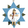 Short Skirt Angel with Flute in Star, Colored - 9 cm / 3.5 inch
