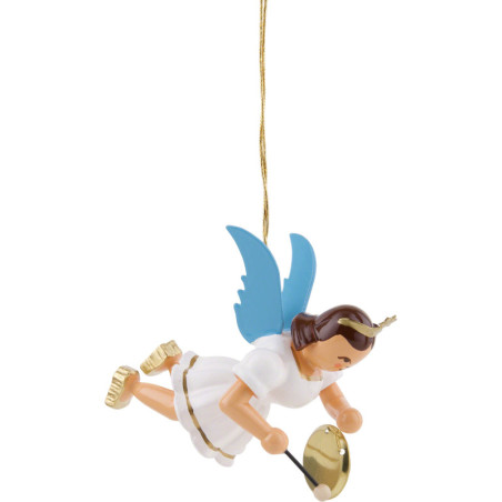 Floating Angel with Gong, Colored - 6,6 cm / 2.6 inch