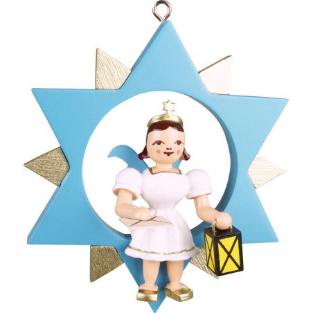 Guardian Angel Sitting in a Star - Colored - 9 cm / 3.5 inch