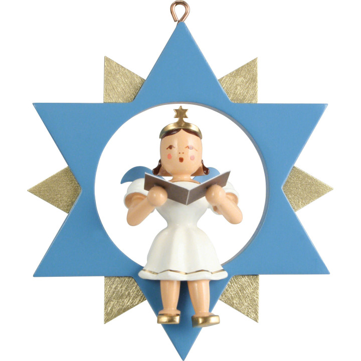 Short Skirt Angel Singer in Star, Colored - 9 cm / 3.5 inch