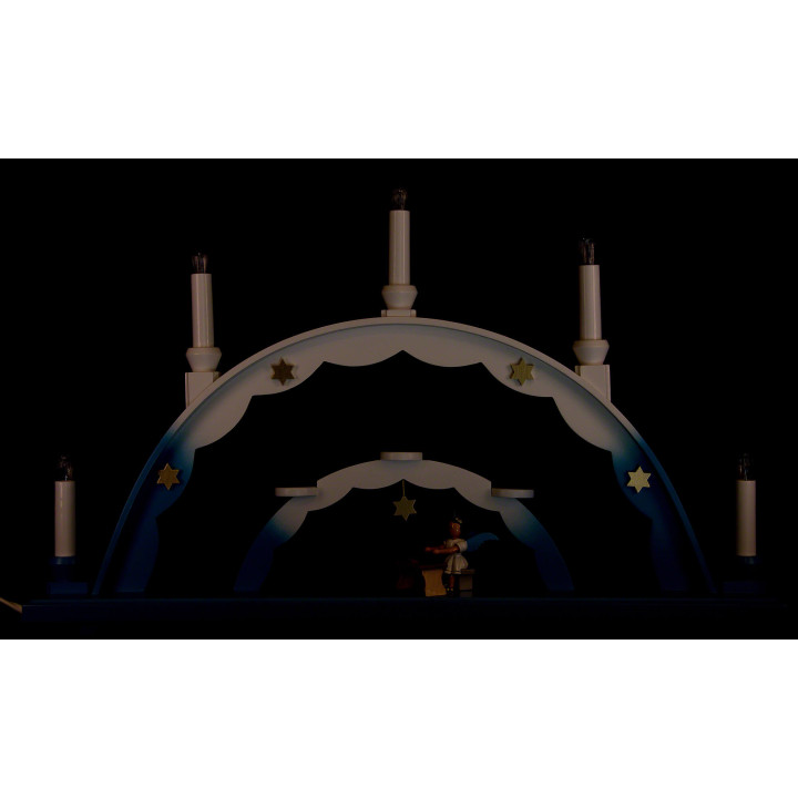 Candle Arch - Angel at Zither and Electric Lights - 55x32 cm / 21.7x12.6 inch