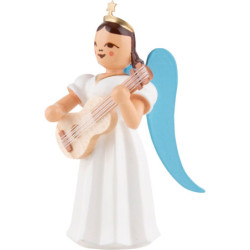 Faltenlangrockengel mit Gitarre, farbig - 6,6 cm