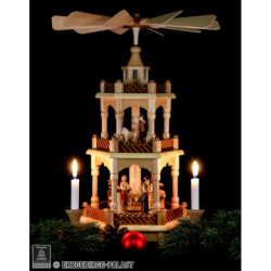3-Tier Pyramid - Nativity Scene Natural Wood - 42 cm /16.5 inch