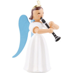 Faltenlangrockengel mit Klarinette, farbig - 6,6 cm