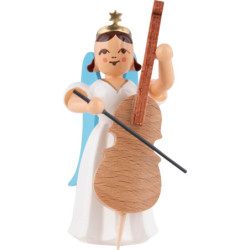 Faltenlangrockengel mit Violoncello, farbig - 6,6 cm