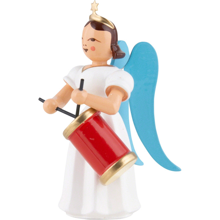 Faltenlangrockengel mit Langtrommel, farbig - 6,6 cm