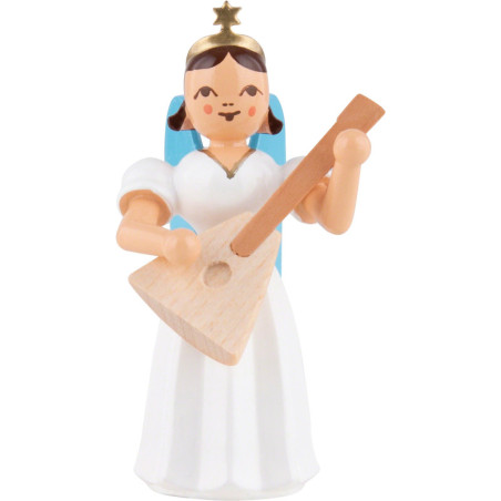 Faltenlangrockengel mit Balalaika, farbig - 6,6 cm