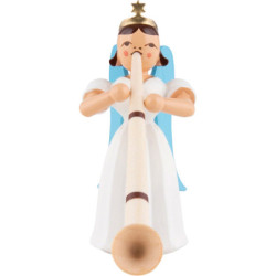 Faltenlangrockengel mit Alphorn, farbig - 6,6 cm